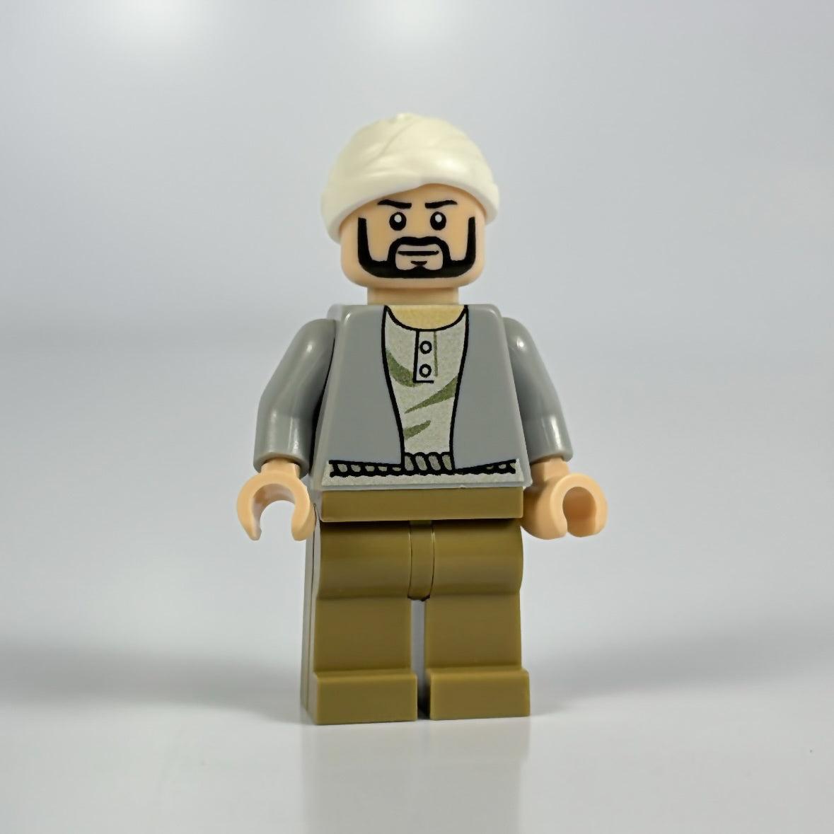 LEGO desert landscape with minifigure and bricks
