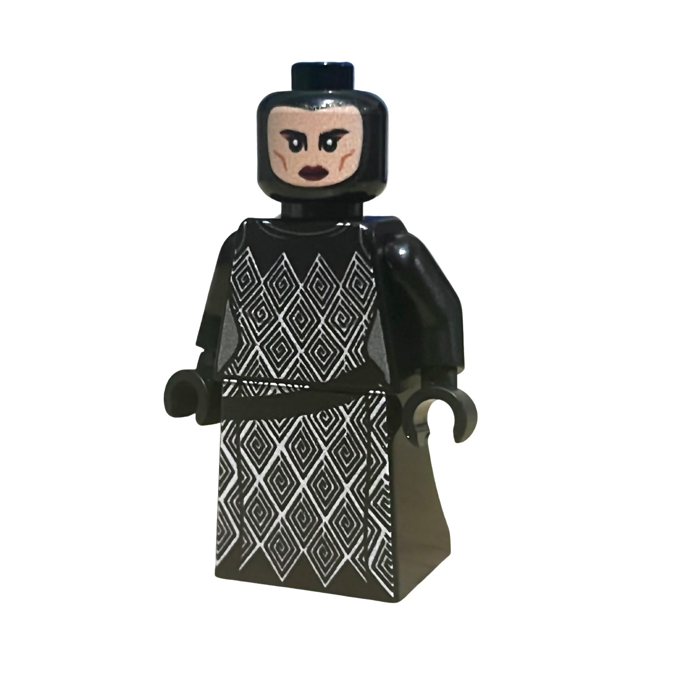 Bezine LEGO minifigure with basic brick and knobs, trademark disclaimer