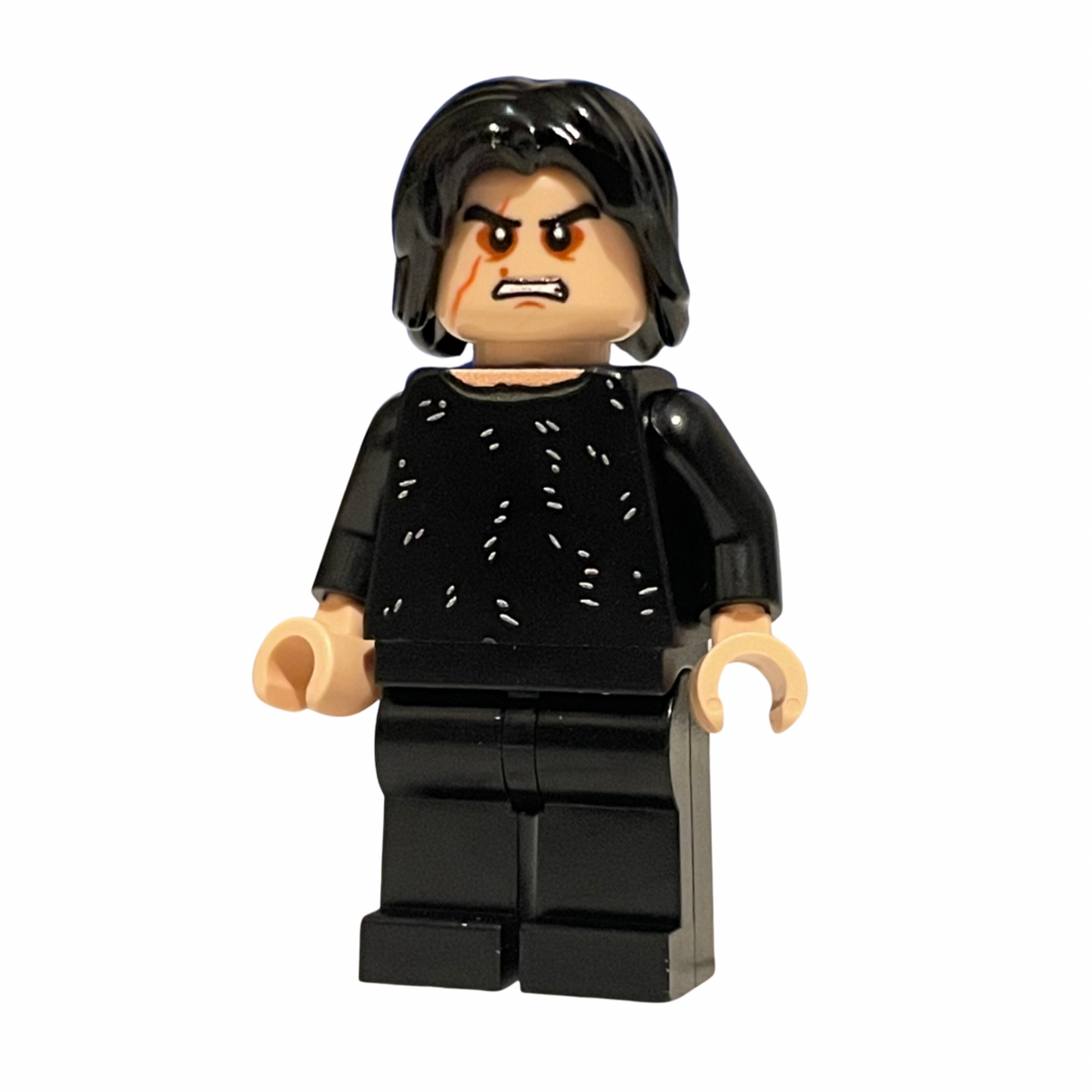Dark Swolo LEGO minifigure with lightsaber on dark background