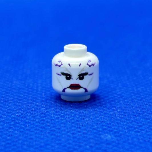 LEGO Asajj head minifigure close-up on white background