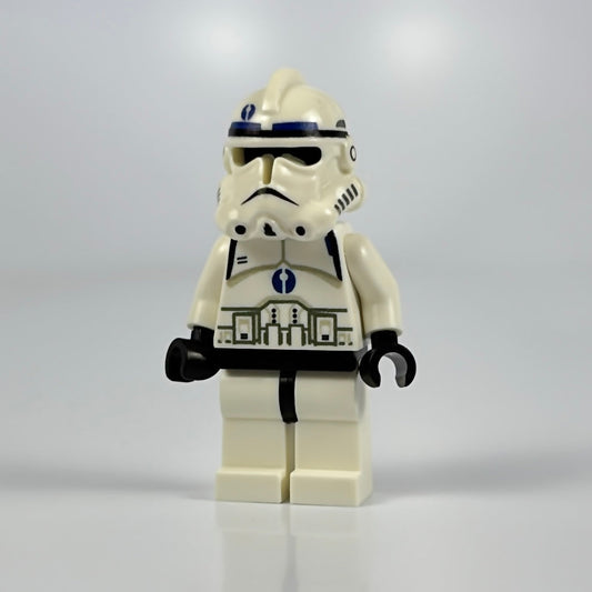 Blue Recon Trooper in detailed futuristic armor with helmet and visor