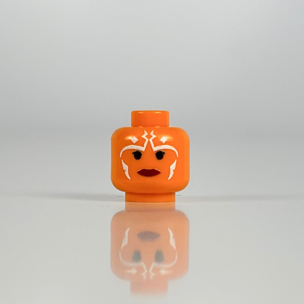 Classic Soka Head LEGO minifigure part isolated on white background