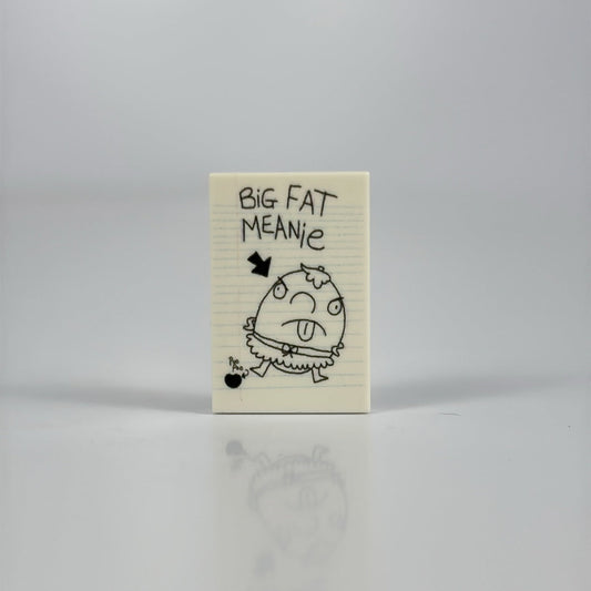 Big Fat Meanie Tile LEGO minifigure piece with trademark disclaimer