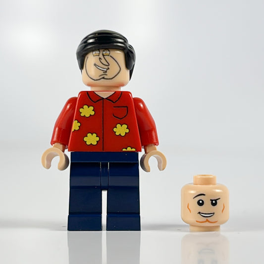 lego quagmire family guy figure in a red shirt