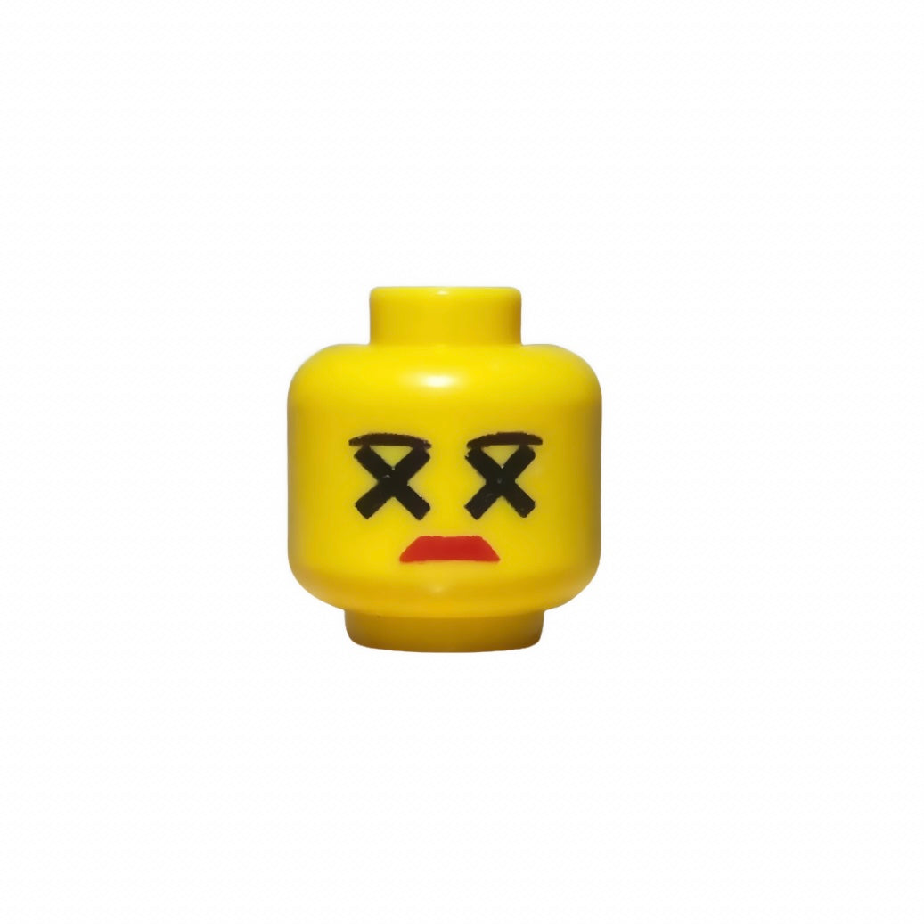 Yellow LEGO minifigure head with crossed-out eyes and frowning mouth Dead Padme Head (Yellow)