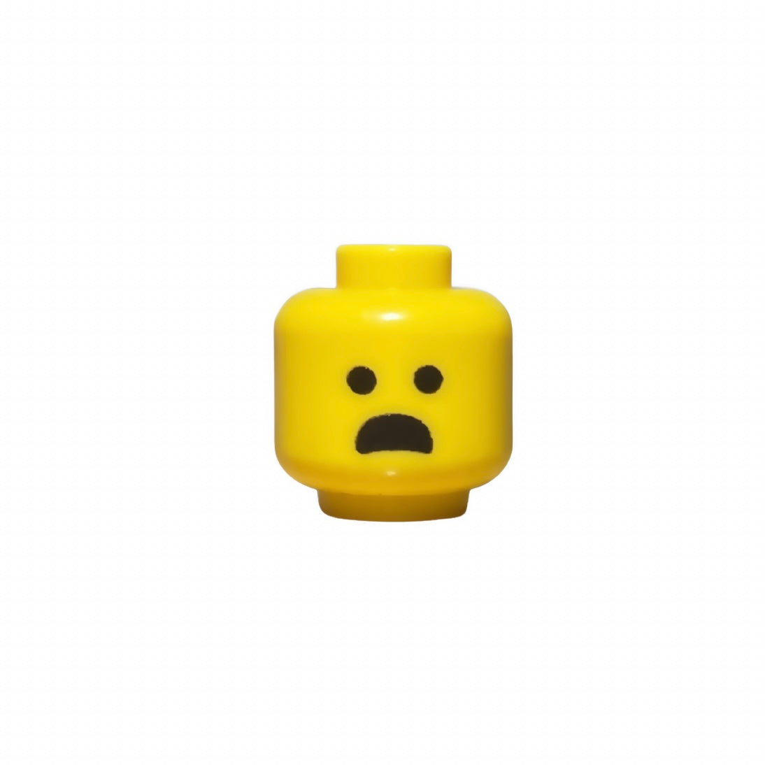 Yellow LEGO minifigure flabbergasted head with surprised expression