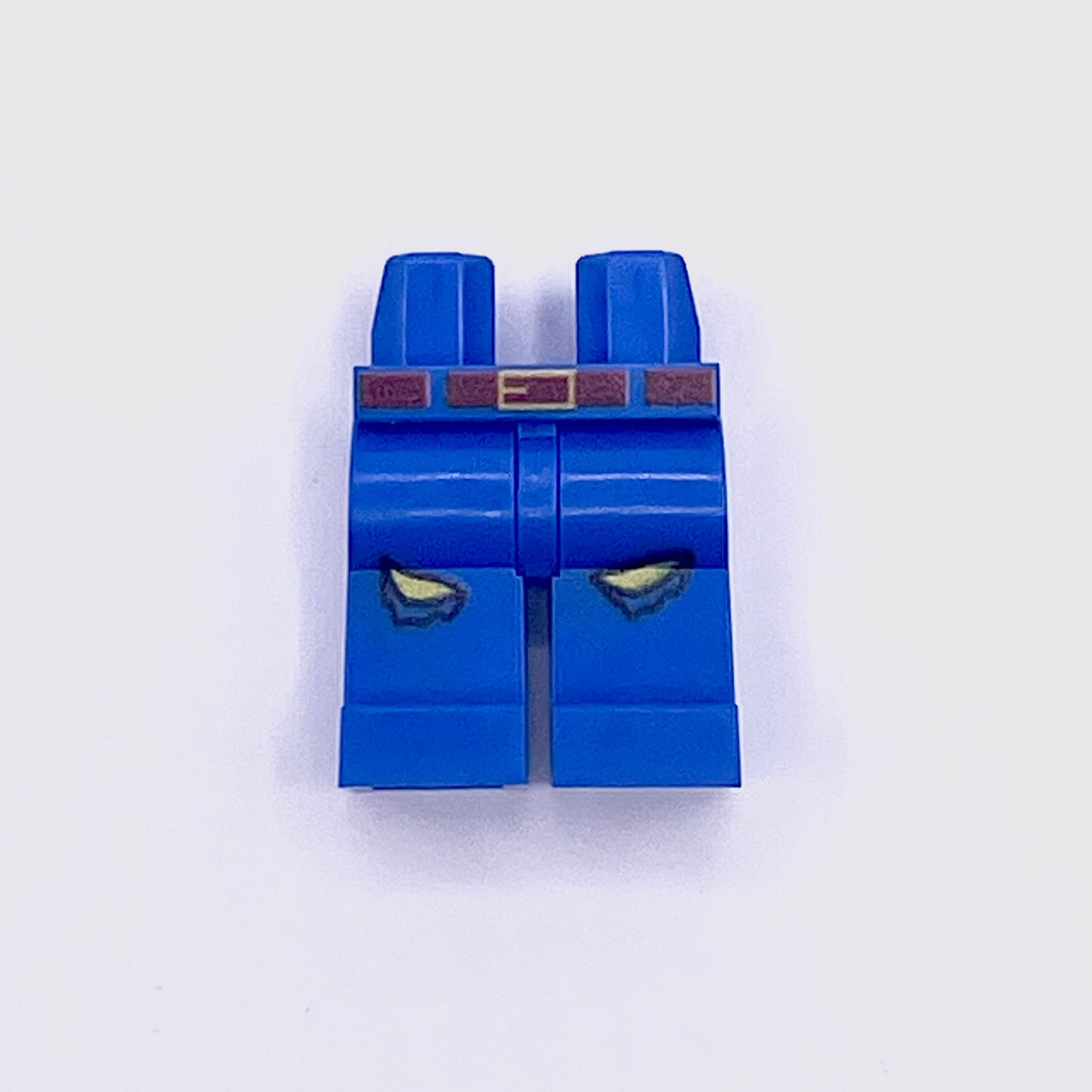 Blue LEGO classic trouser legs with printed belt and pocket details