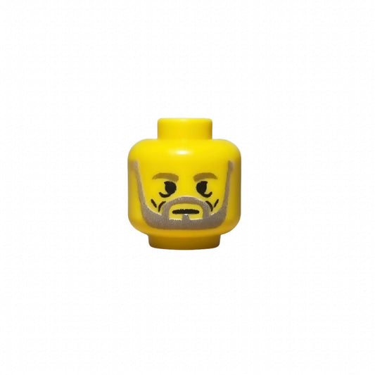 Yellow LEGO Dooku minifigure head with printed facial hair and serious expression