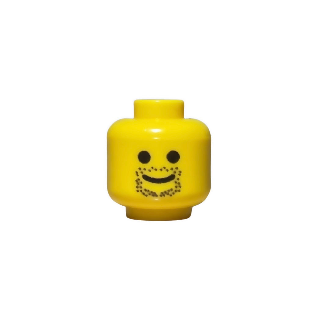 Yellow LEGO minifigure head with stubble goatee face design