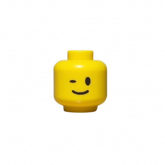 Yellow LEGO minifigure winking head piece with smile